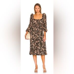 LC Lauren Conrad Black Floral Long Sleeve Dress